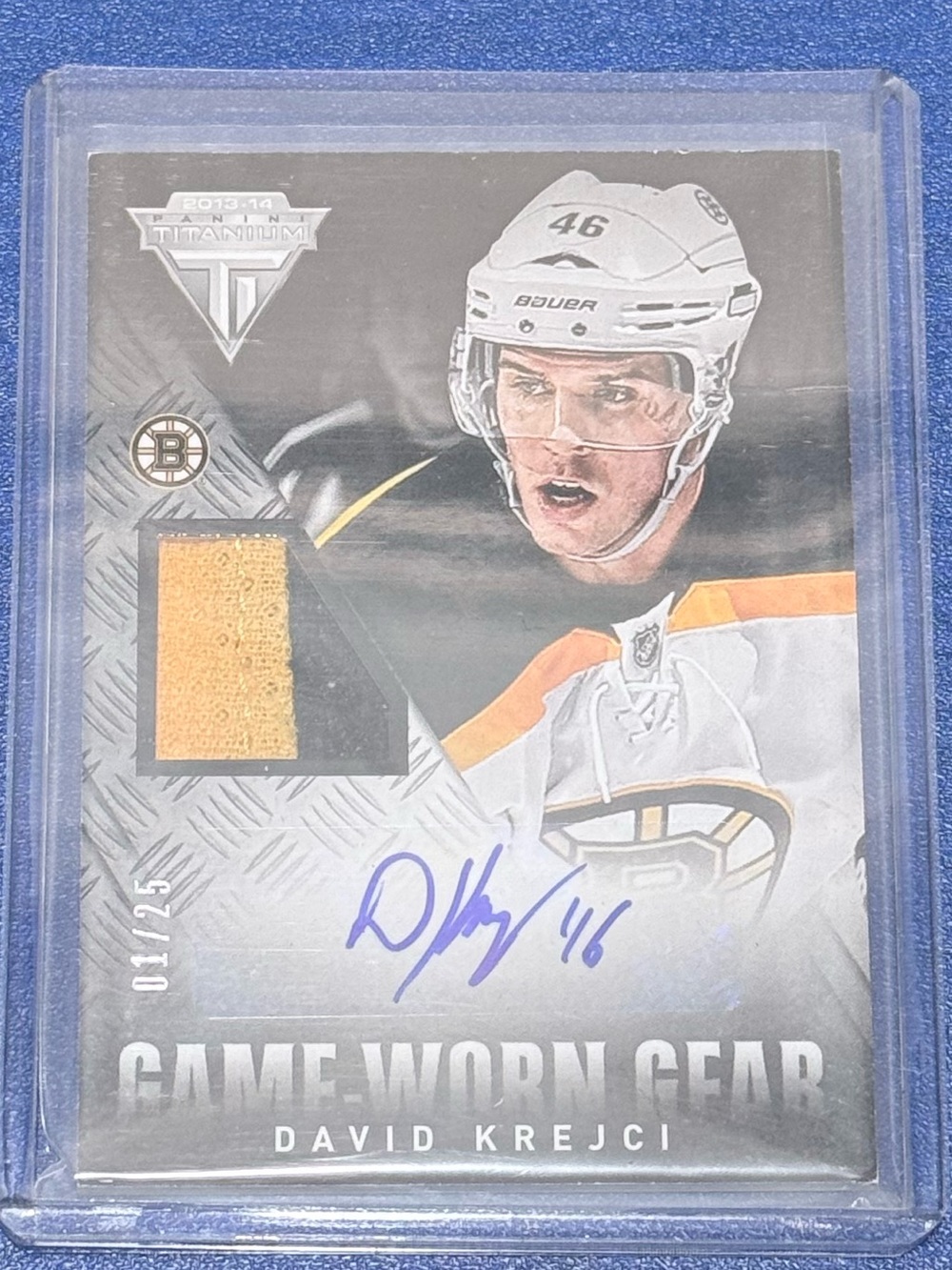 2013-14 Titanium David Krejci Game Worn Gear 01/25 #GA-DKR Prime Boston Buins